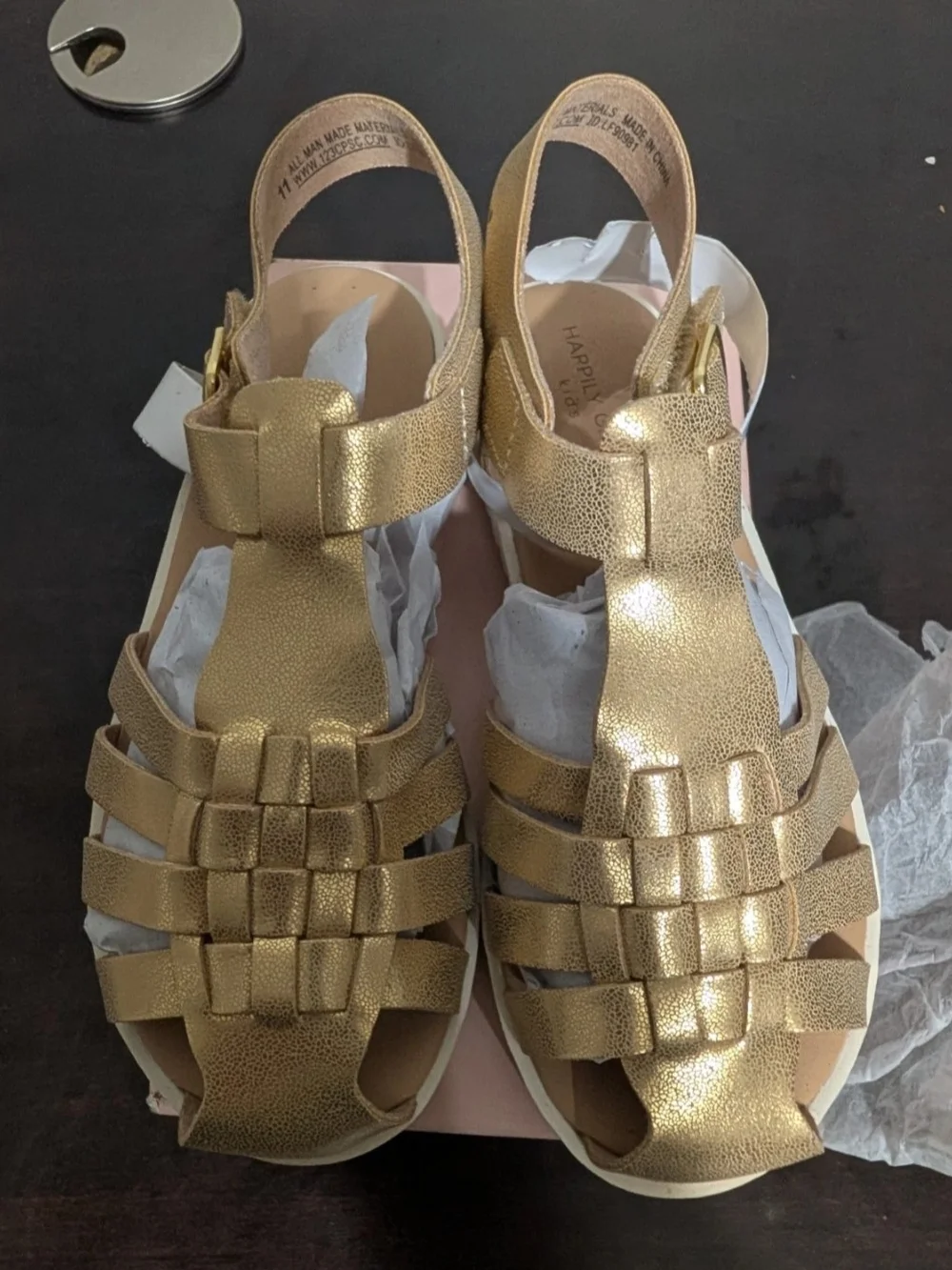 Happily Grey Kids Gold Fisherman Sandal
